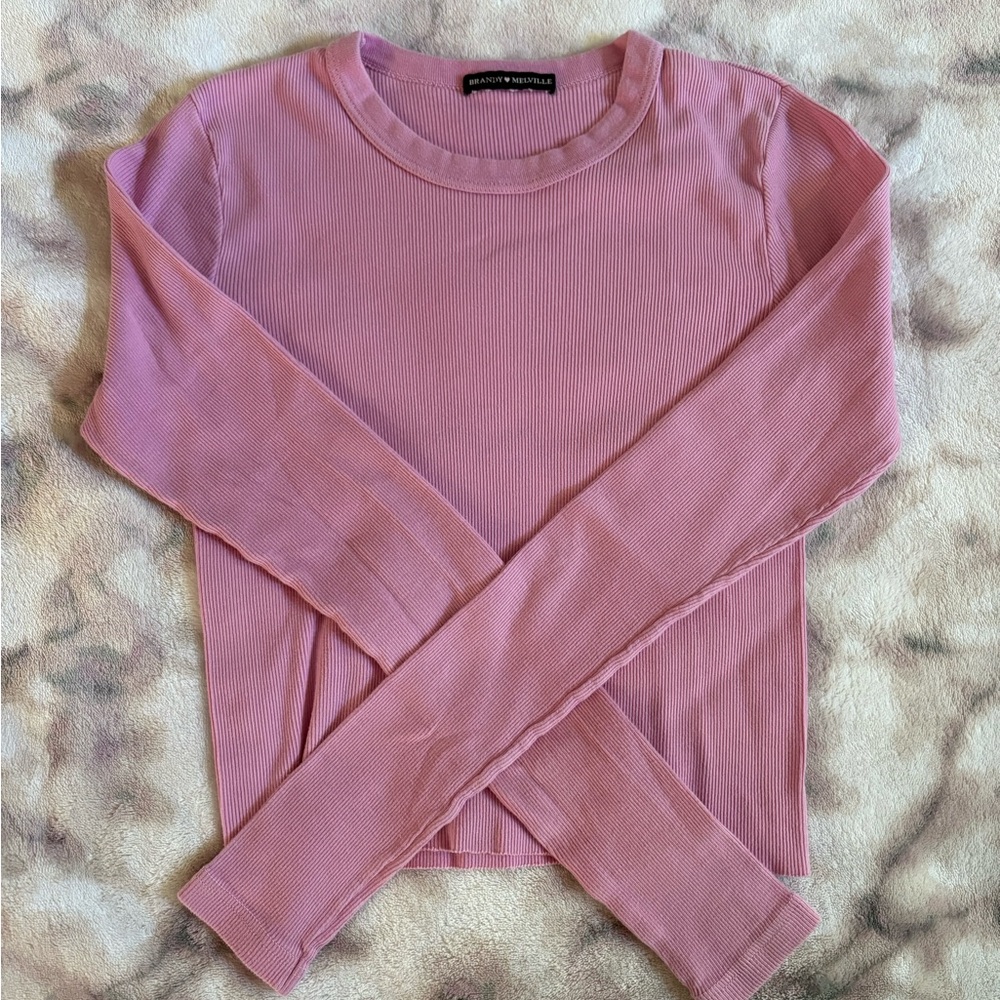 Brandy Melville Pink Ribbed Longsleeve